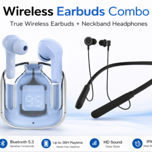 Wireless Earbuds Combo – True Wireless + Neckband Headphones